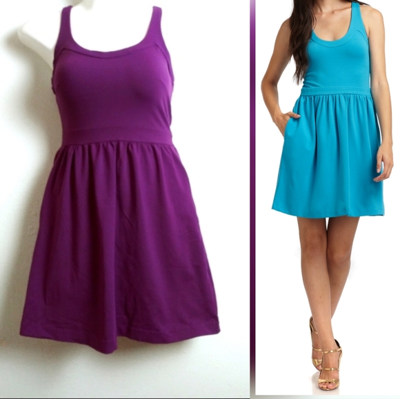 Cynthia Rowley Fit & Flare Dress Pocket Exposed Black Size S Purple - Picture 1 of 9